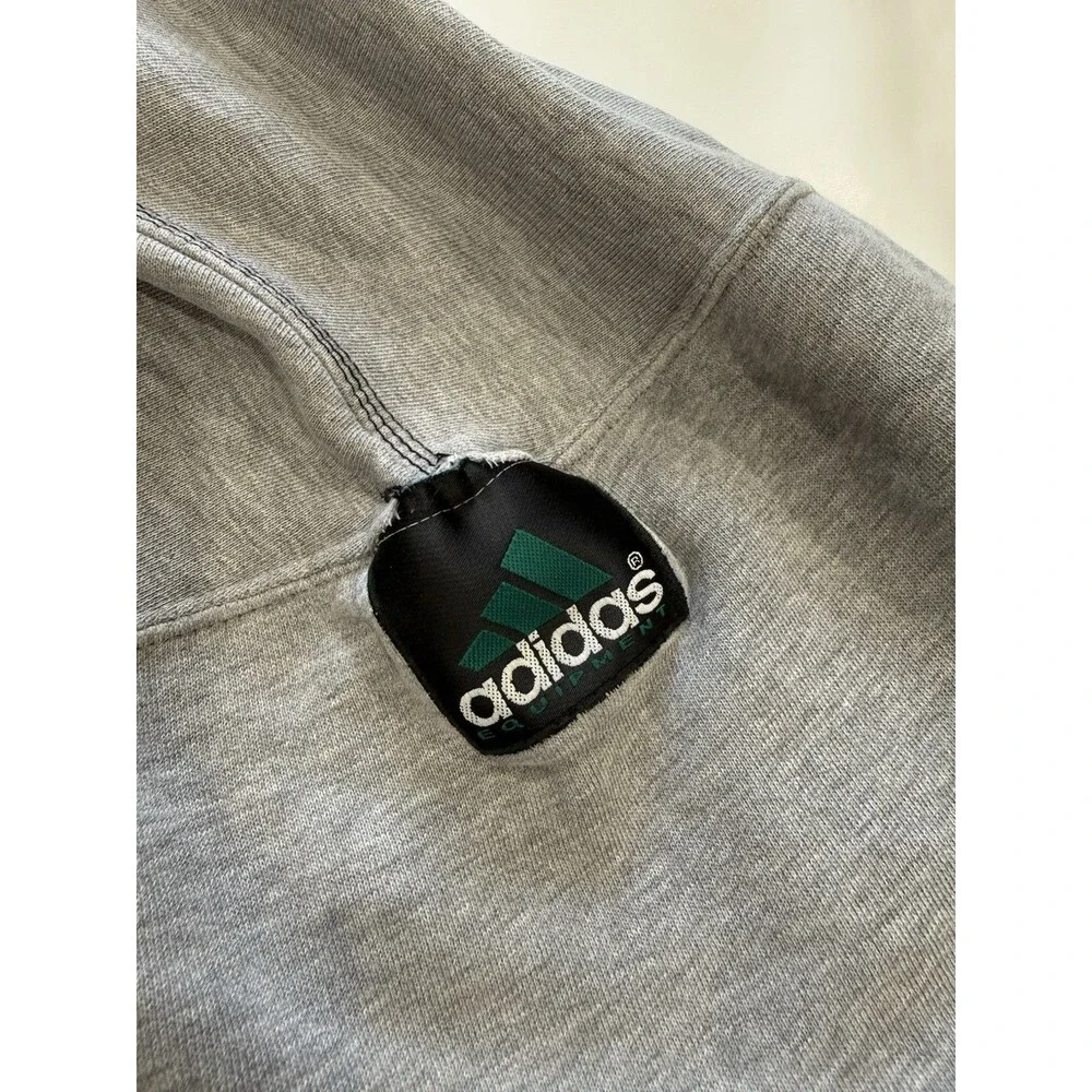 VTG 90s Adidas Equipment Sweatshirt Mens Sz M Gray Mock Neck Fleece EQT